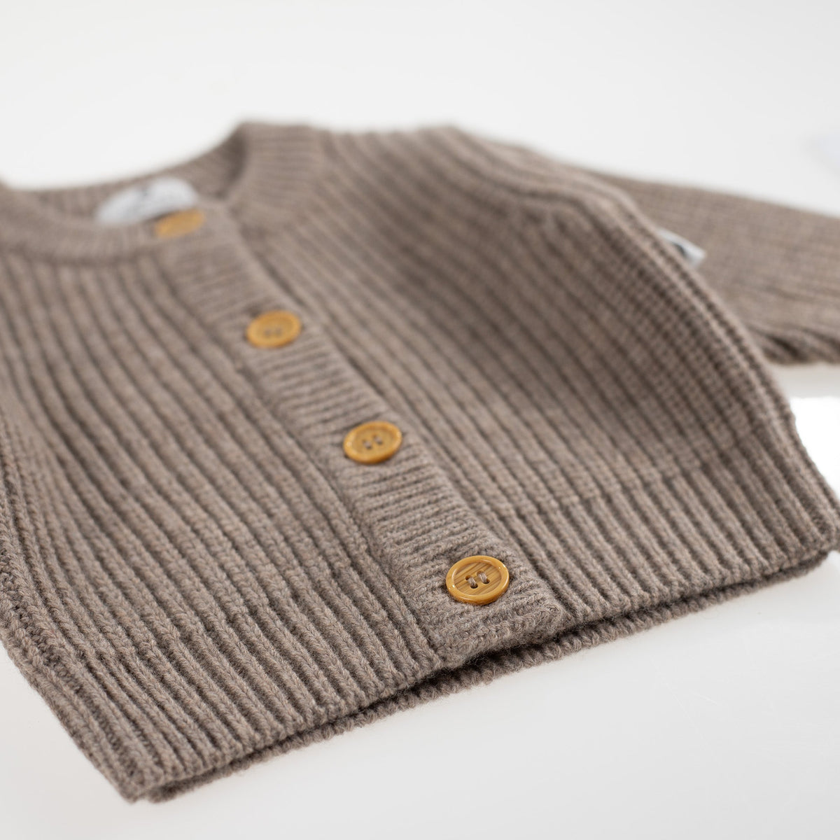 Knitted Wool Baby Cardigan - Merino Wool - Cobble