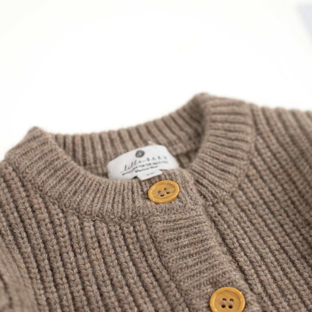 Knitted Wool Baby Cardigan - Merino Wool - Cobble