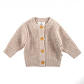 Knitted Wool Baby Cardigan - Merino Wool - Garlic