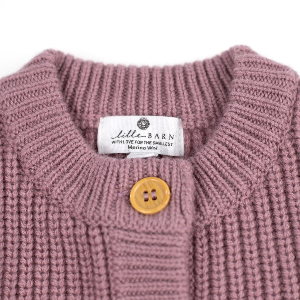 Knitted Wool Baby Cardigan - Merino Wool - Haze
