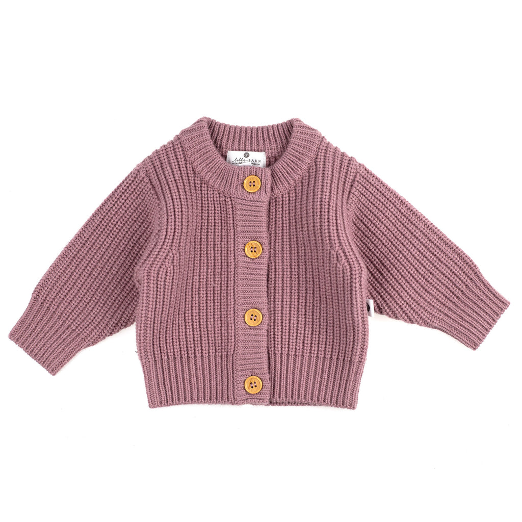 Knitted Wool Baby Cardigan - Merino Wool - Haze