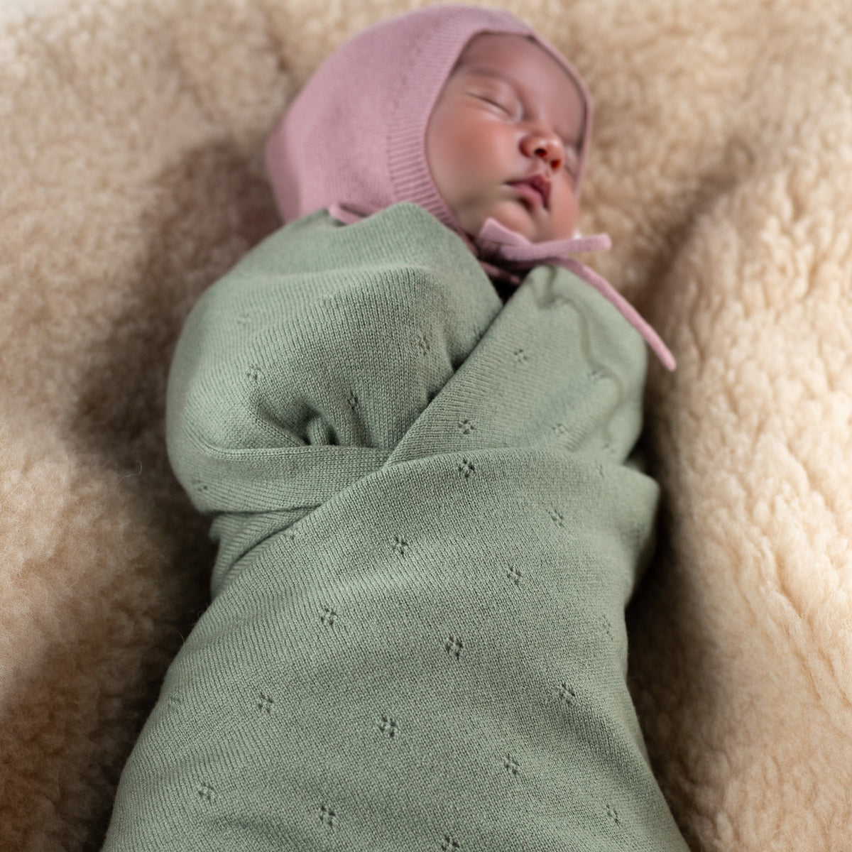 Wool Baby/Children's Blanket / Swaddle Blanket - Pointelle Knit - Merino Wool - Harper