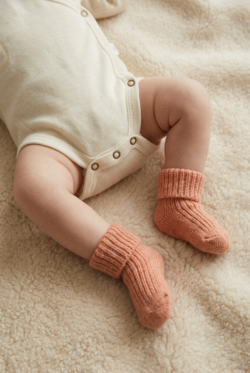Wool Baby Socks - Peach Fuzz