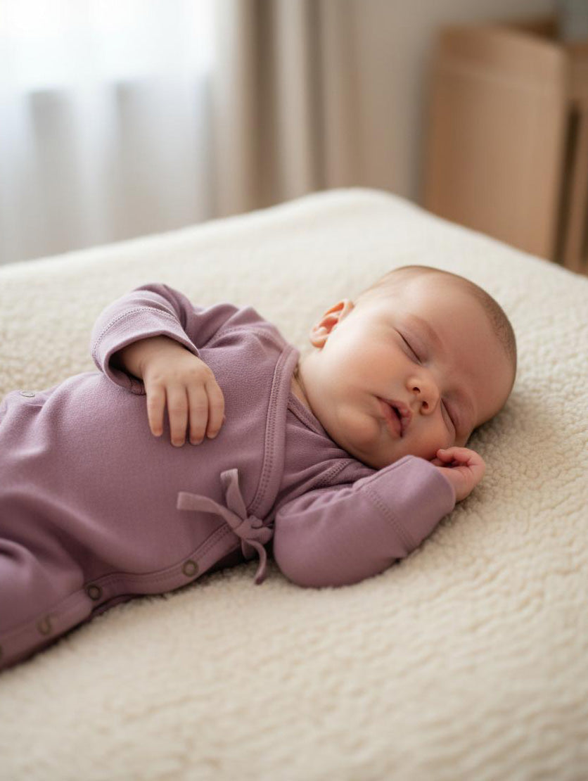Wool Romper / Crawl Suit - Merino Wool - Lavender Mist