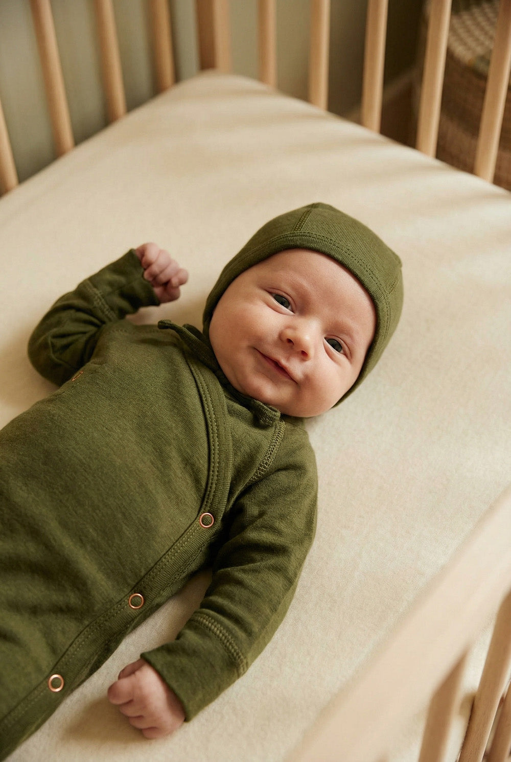 Wool Romper / Crawl Suit - Merino Wool - Fir Green