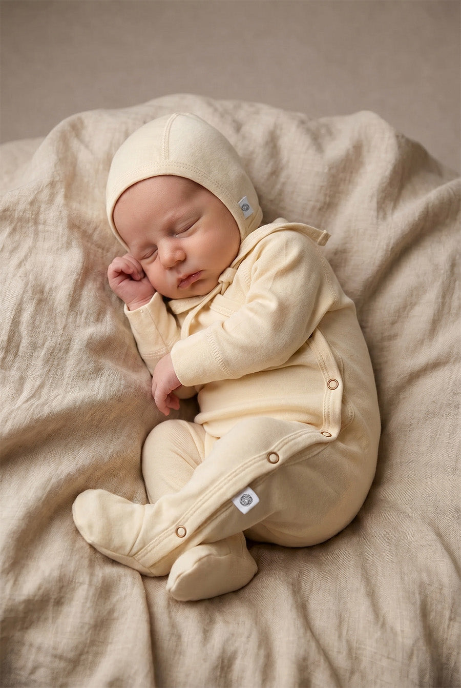 Wool Romper / Crawl Suit - Merino Wool - Natural