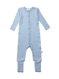 Wool Baby Playsuit - Merino Wool - Blue Fog