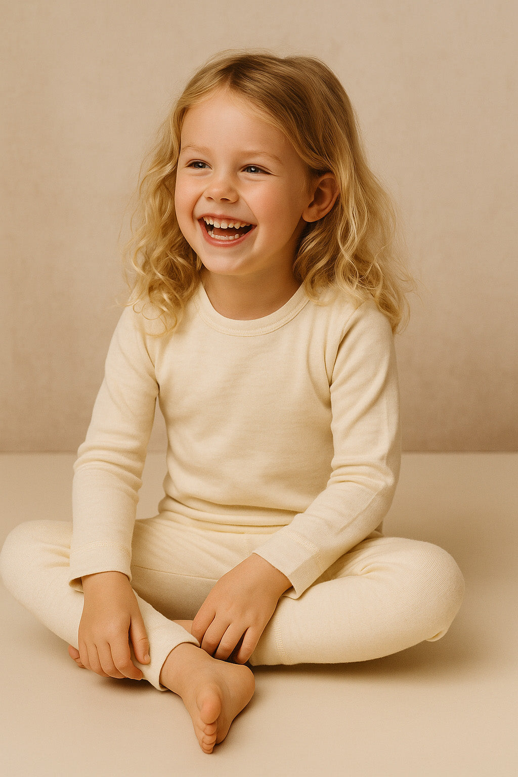 Wool Baby Sweater / Long-Sleeve Shirt - Merino Wool - Natural