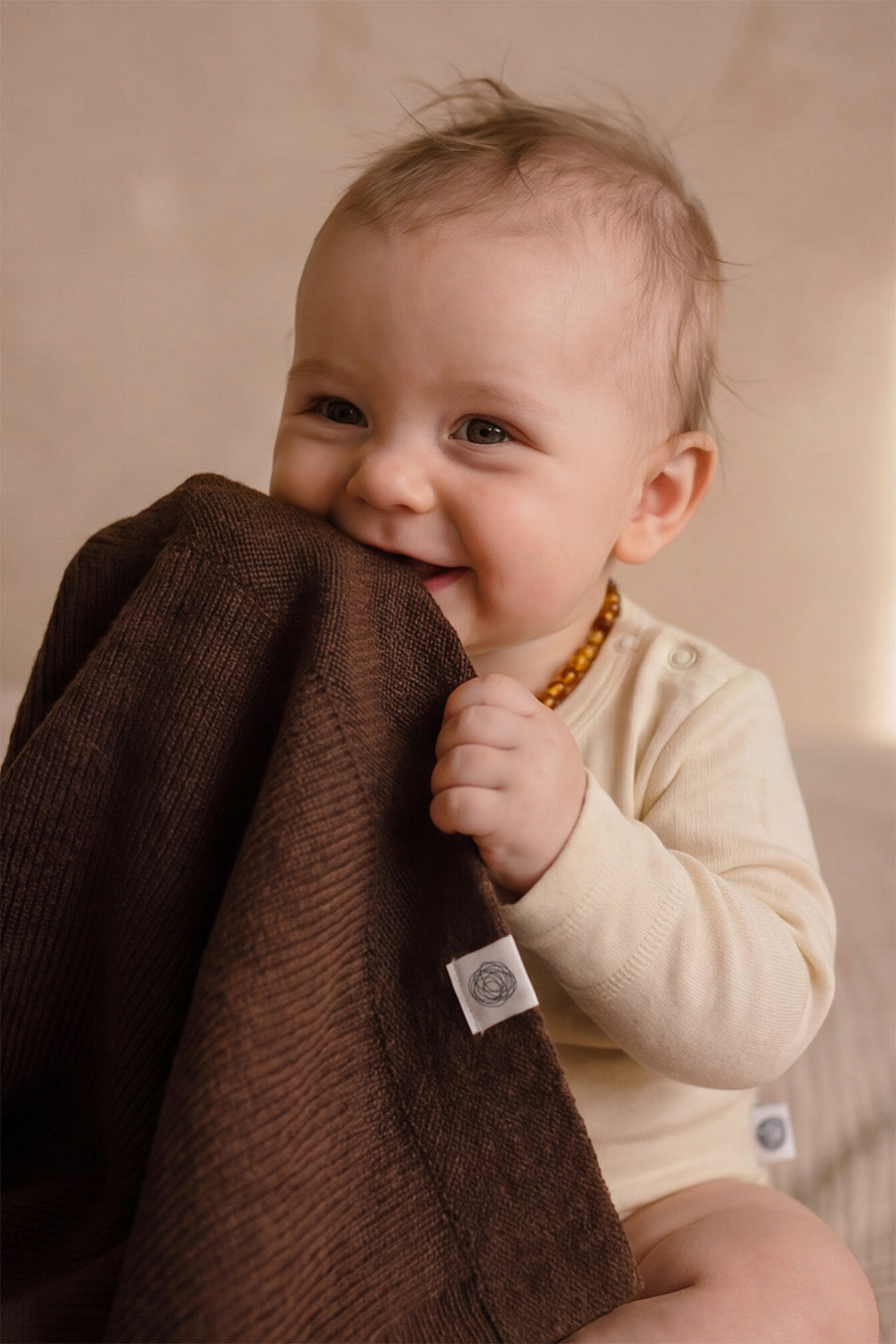 Knitted Wool Baby/Children's Blanket - Merino Wool - Brunette
