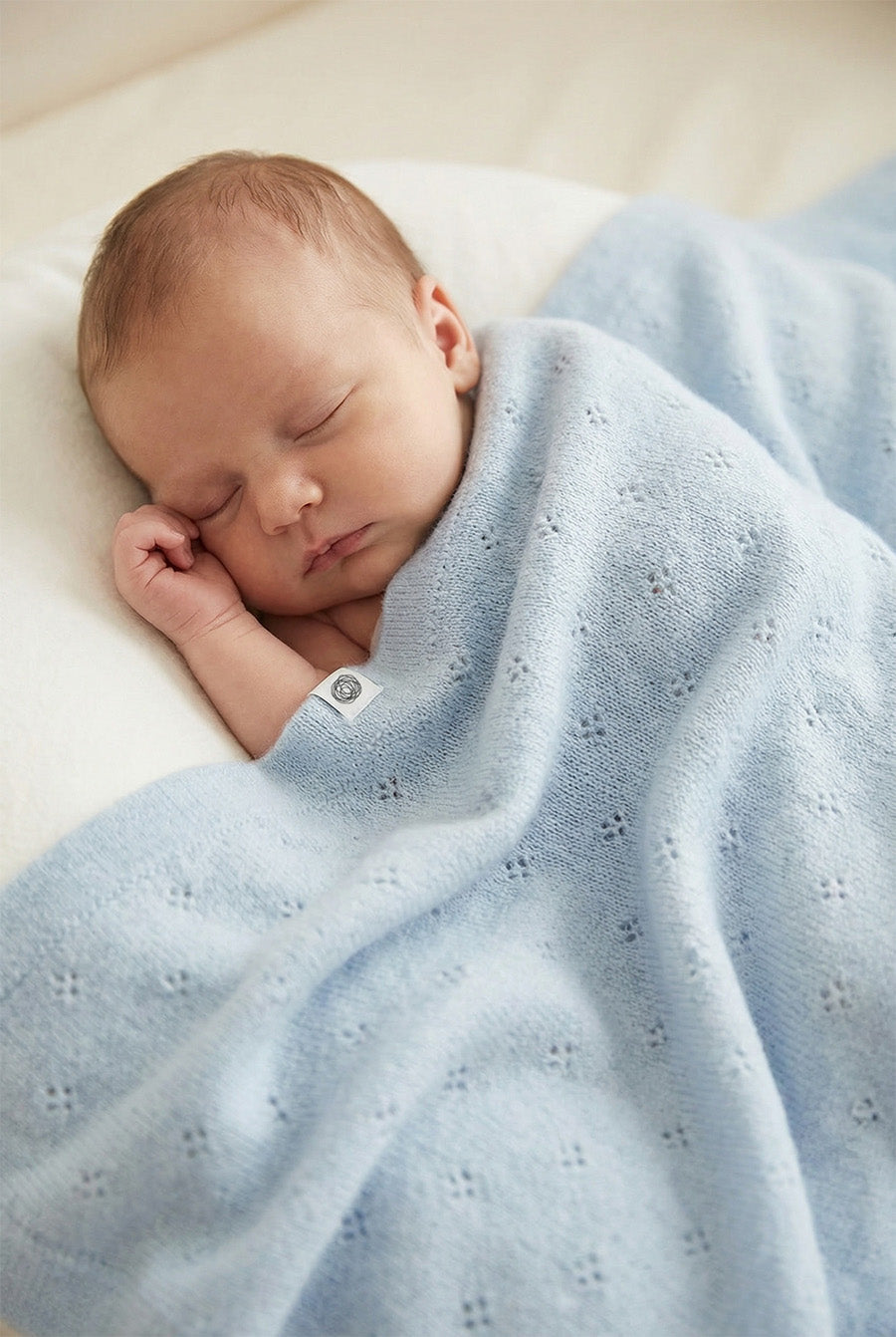 Wool Baby/Children's Blanket / Swaddle Blanket - Pointelle Knit - Merino Wool - Georgia