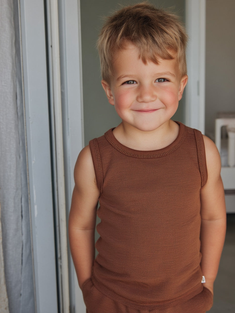 Wool Children's Shirt - Merino Wool - Cinnamon