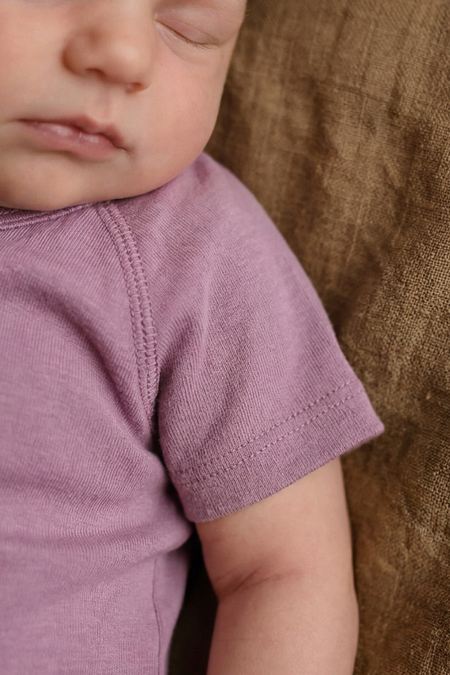 Wool Wrap Romper, Short Sleeve - Merino Wool - Lavender Mist