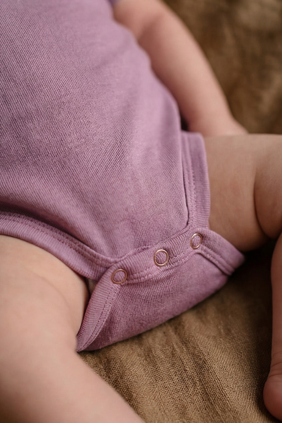 Wool Wrap Romper, Short Sleeve - Merino Wool - Lavender Mist