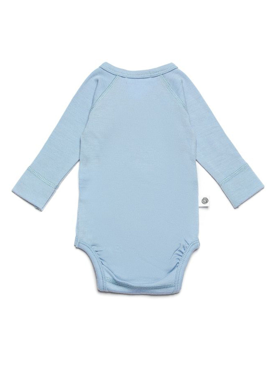 Wool Wrap Romper, Long Sleeve - Merino Wool - Blue Fog
