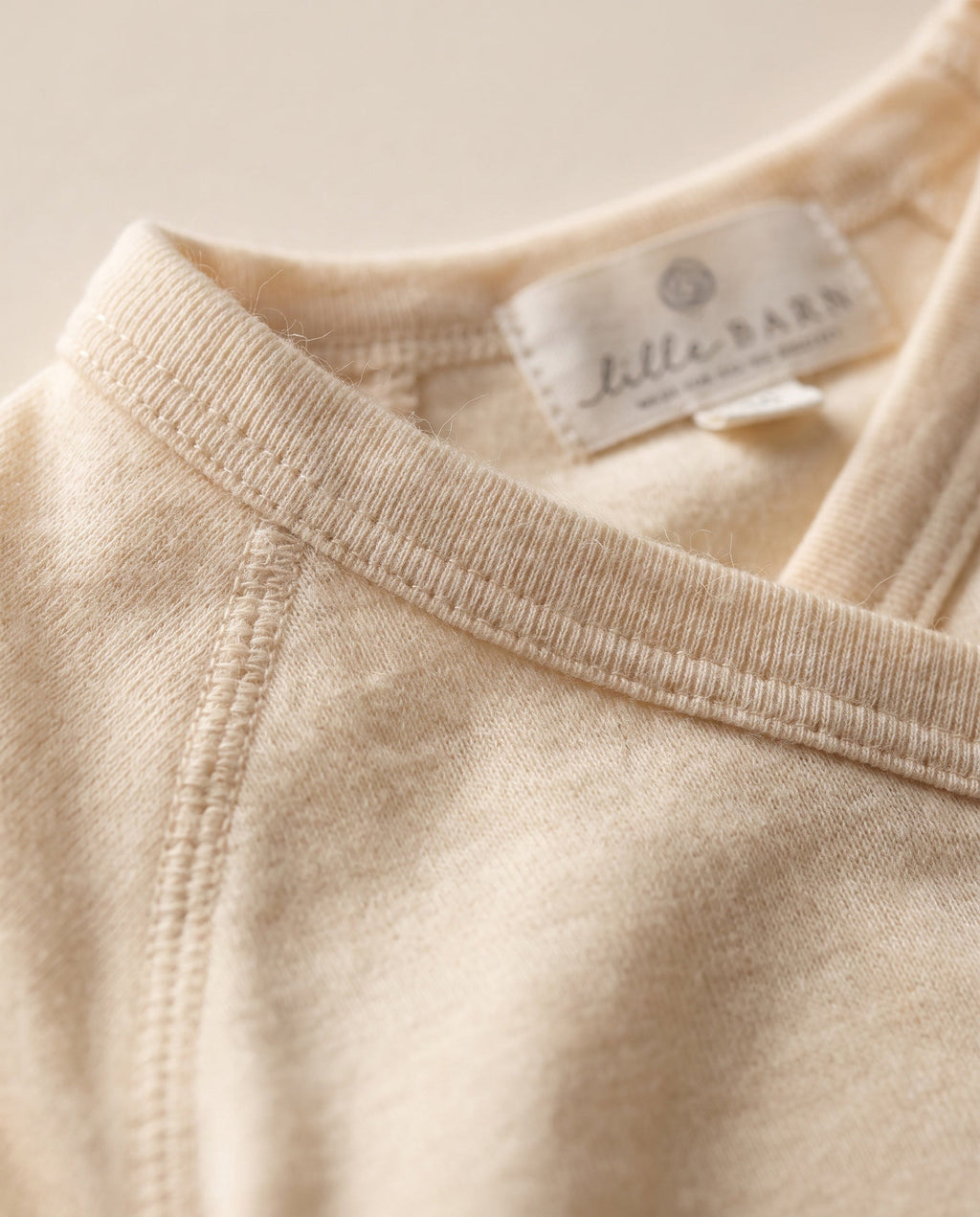 Wool Wrap Romper, Long Sleeve - Merino Wool - Natural
