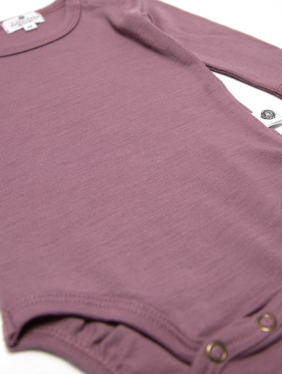 Wool Romper, Long Sleeve - Merino Wool - Grape Shake