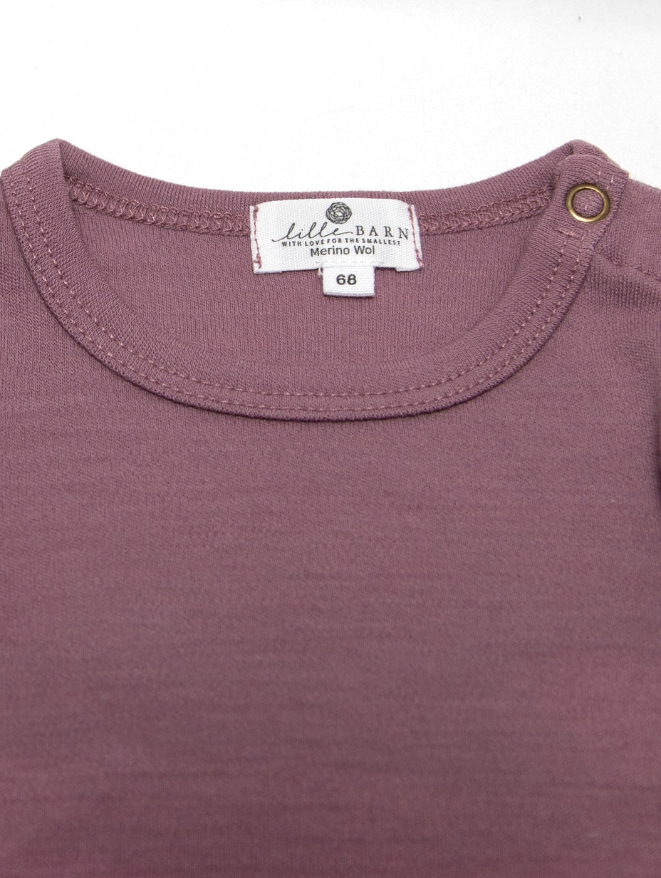 Wool Romper, Long Sleeve - Merino Wool - Grape Shake