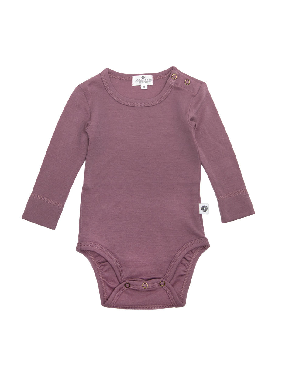 Wool Romper, Long Sleeve - Merino Wool - Grape Shake