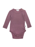 Wool Romper, Long Sleeve - Merino Wool - Grape Shake