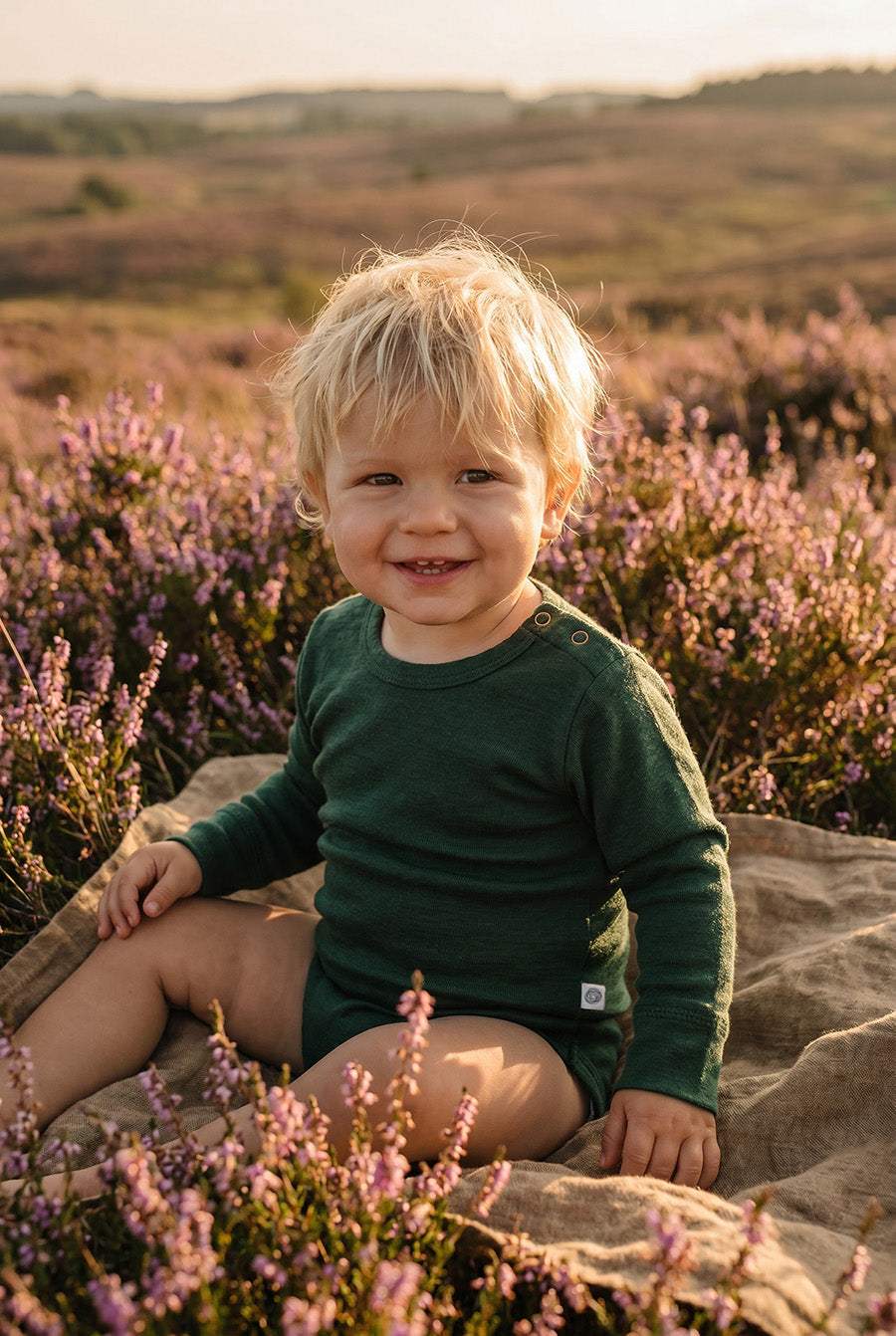 Wool Romper, Long Sleeve - Merino Wool - Mountain View
