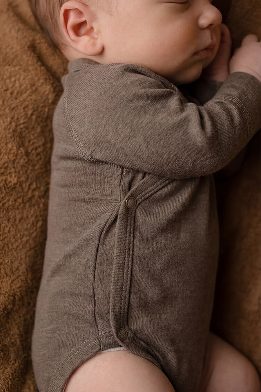Wool Wrap Romper, Long Sleeve - Merino Wool - Walnut