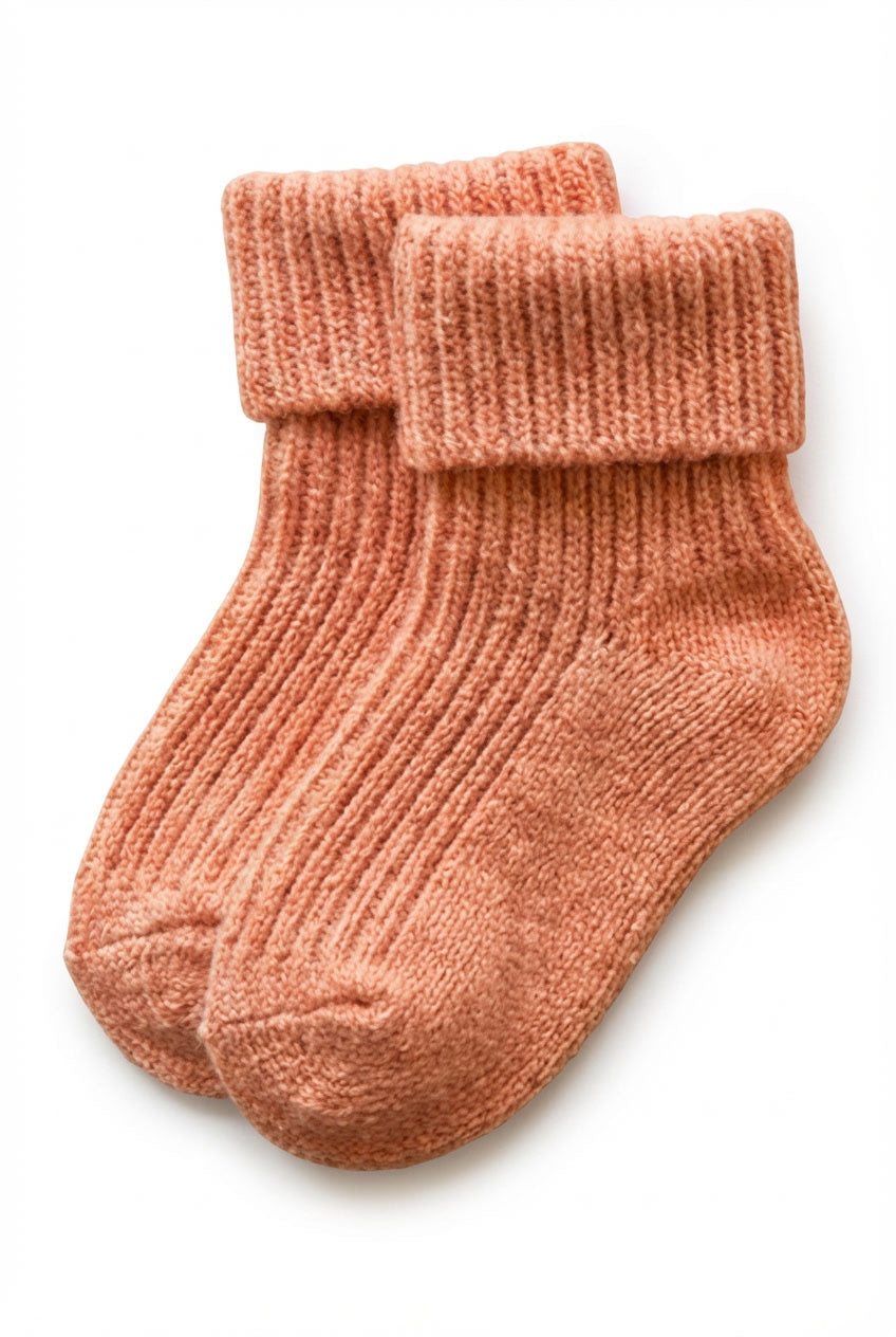Wool Baby Socks - Peach Fuzz