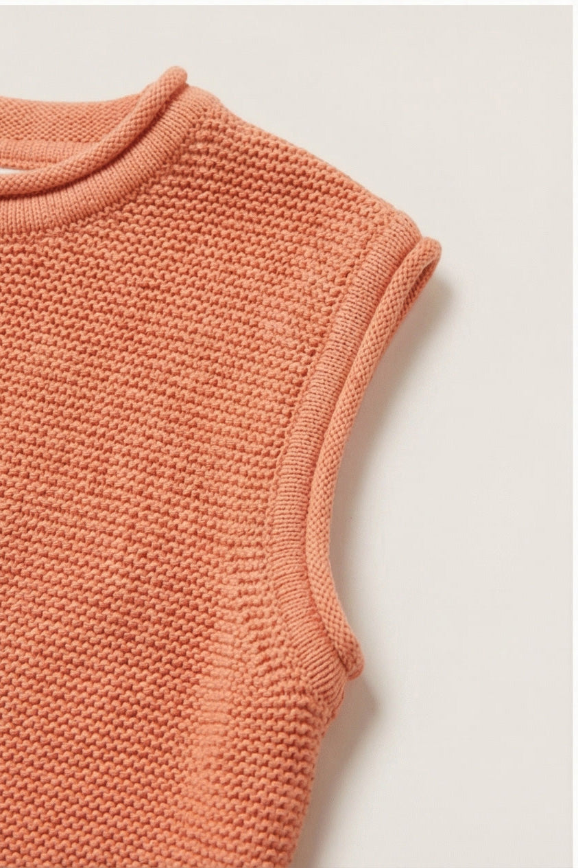Knitted Merino Wool Baby Spencer - Peach Fuzz