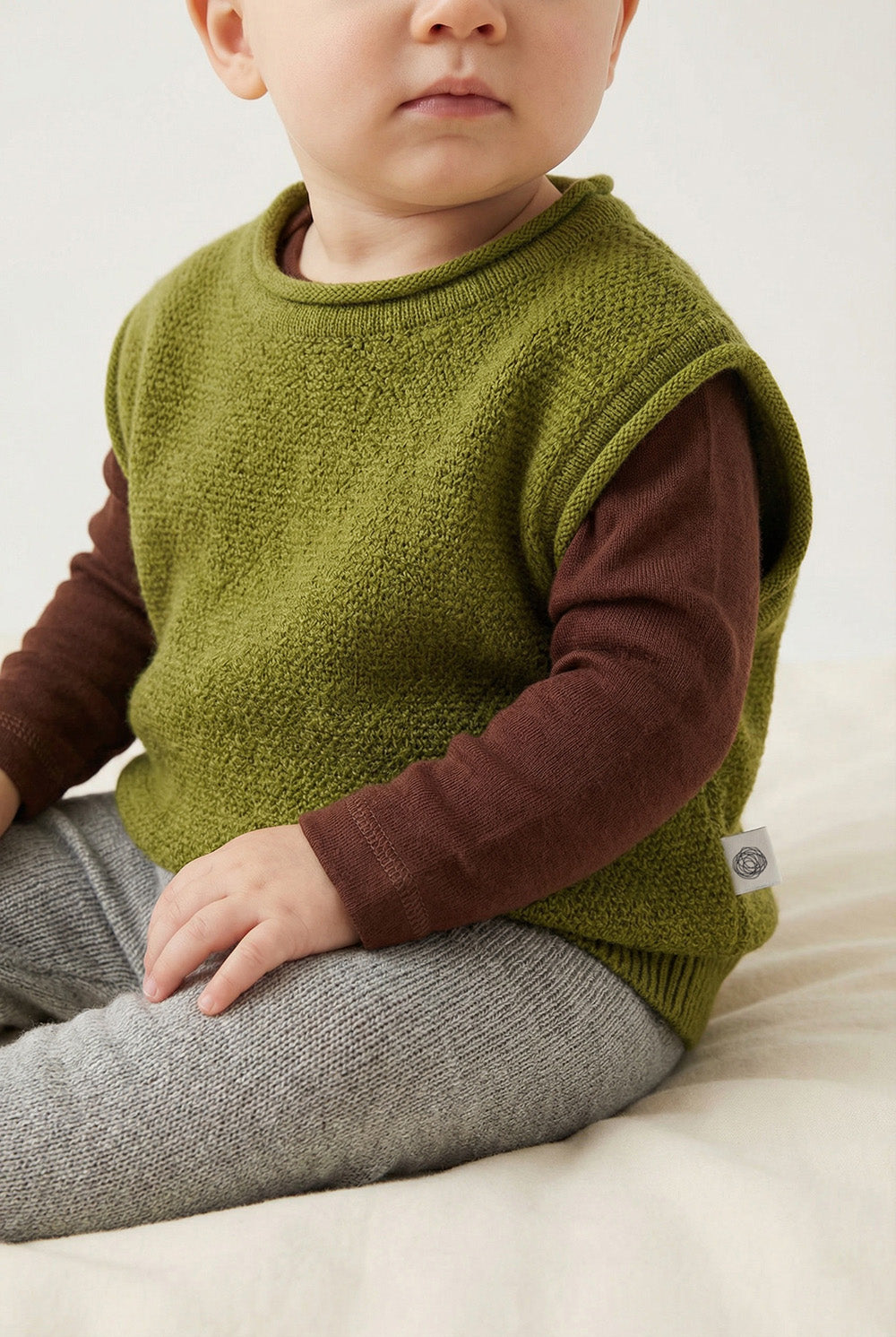 Knitted Merino Wool Baby Spencer - Pickle