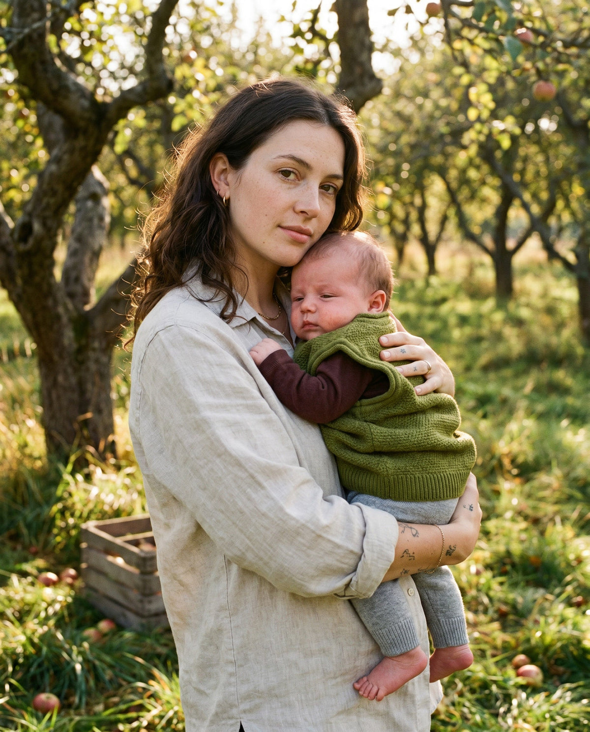 Knitted Merino Wool Baby Spencer - Pickle