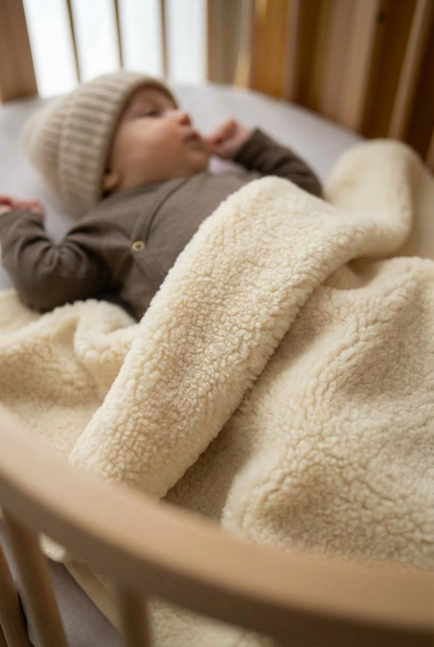 Wool Cradle Blanket - 75x100cm - Single-Layer - Merino Wool - Natural