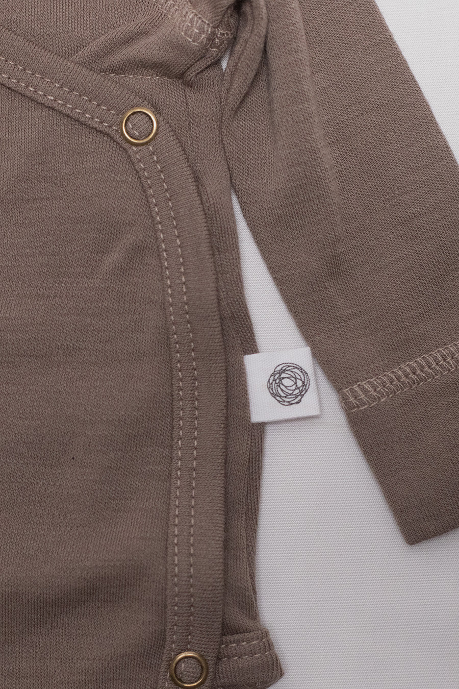 Wool Wrap Romper, Long Sleeve - Merino Wool - Walnut