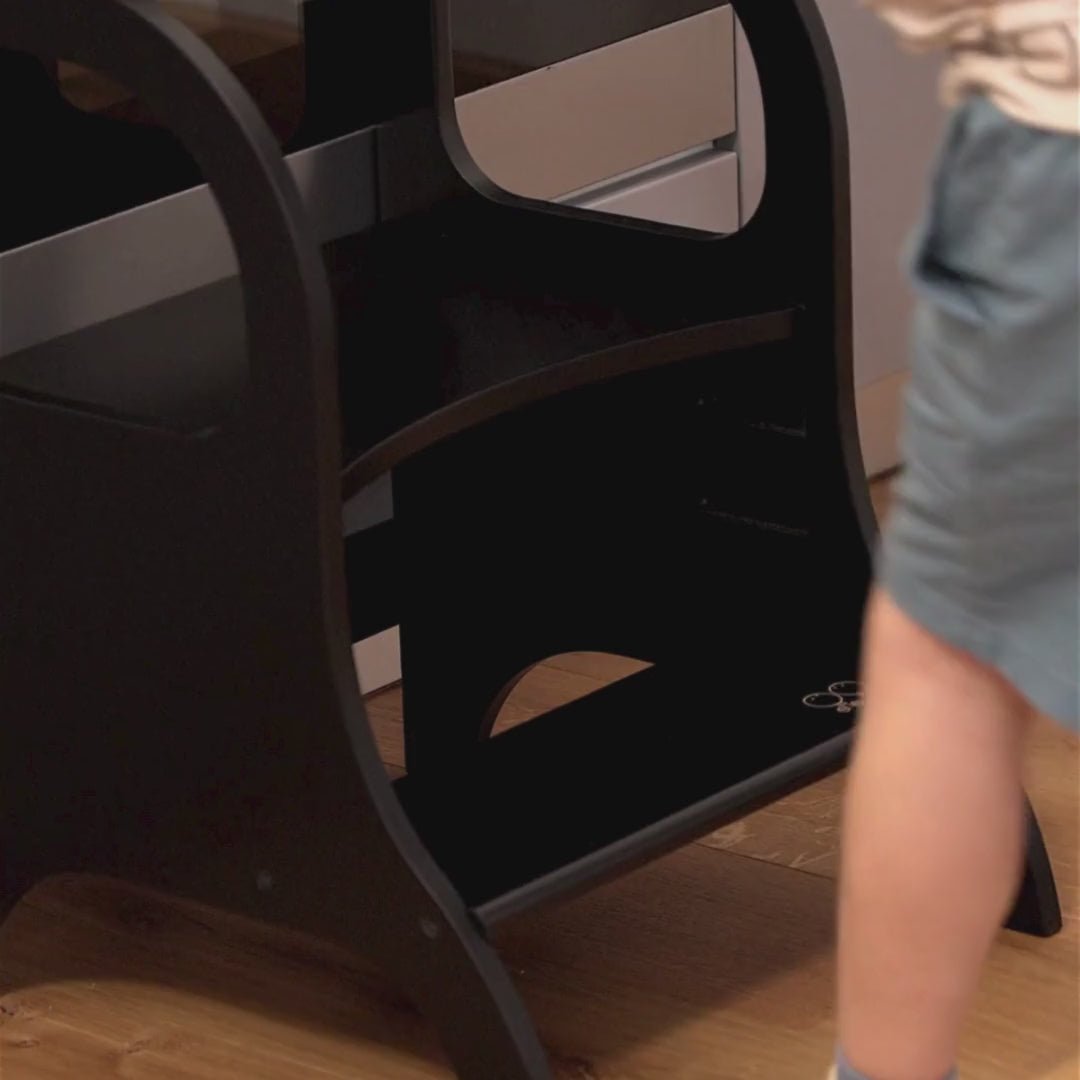 MIIMO® Montessori Step Stool - Adjustable Height - Black - Tiny Tugz™