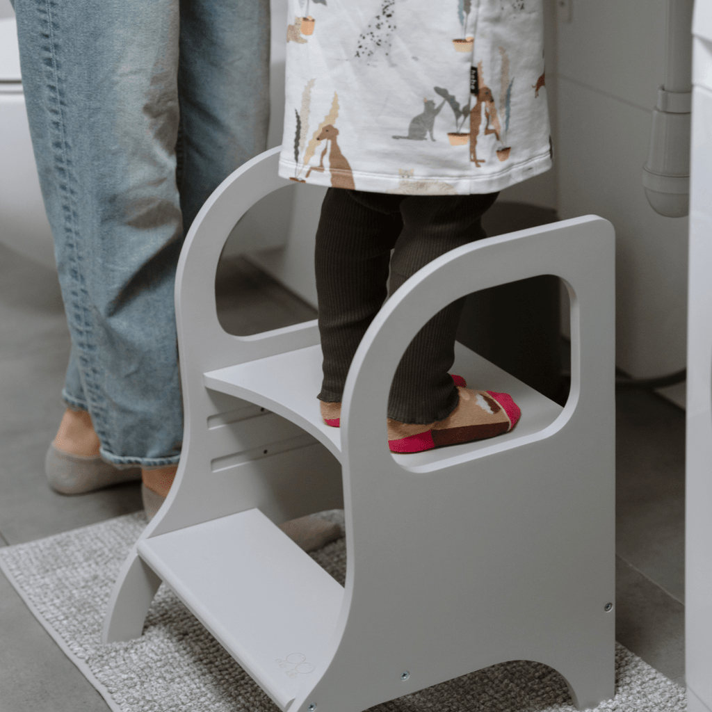 MIIMO® Montessori Step Stool - Adjustable Height - Grey - Tiny Tugz™