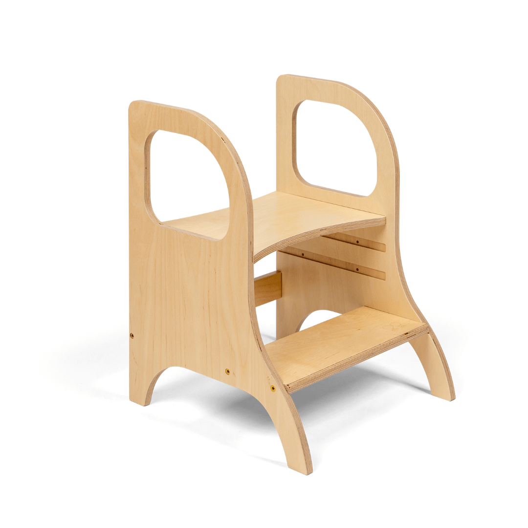 MIIMO® Montessori Step Stool - Adjustable Height - Natural Wood - Tiny Tugz™