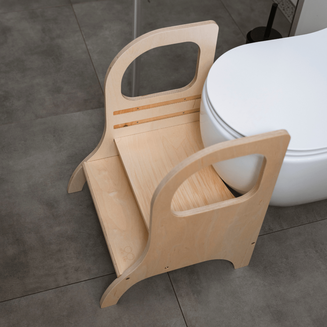 MIIMO® Montessori Step Stool - Adjustable Height - Natural Wood - Tiny Tugz™