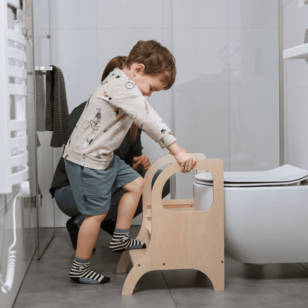 MIIMO® Montessori Step Stool - Adjustable Height - White - Tiny Tugz™