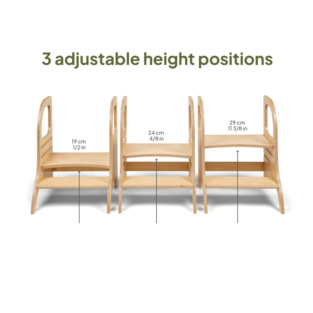 MIIMO® Montessori Step Stool - Adjustable Height - White - Tiny Tugz™