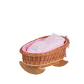 Mimi Wicker Cradle For Dolls With Pink Lining, Pillow And Duvet – handwoven Polish wicker cradle, made in Poland