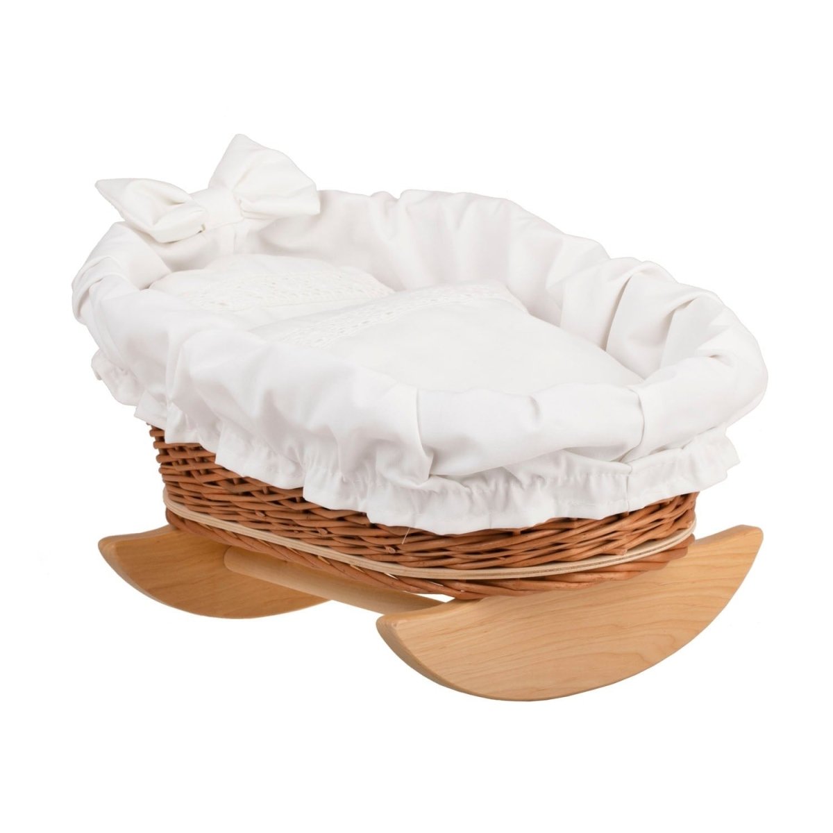 Mimi Wicker Cradle For Dolls With White Lining, Pillow And Duvet - Tiny Tugz™