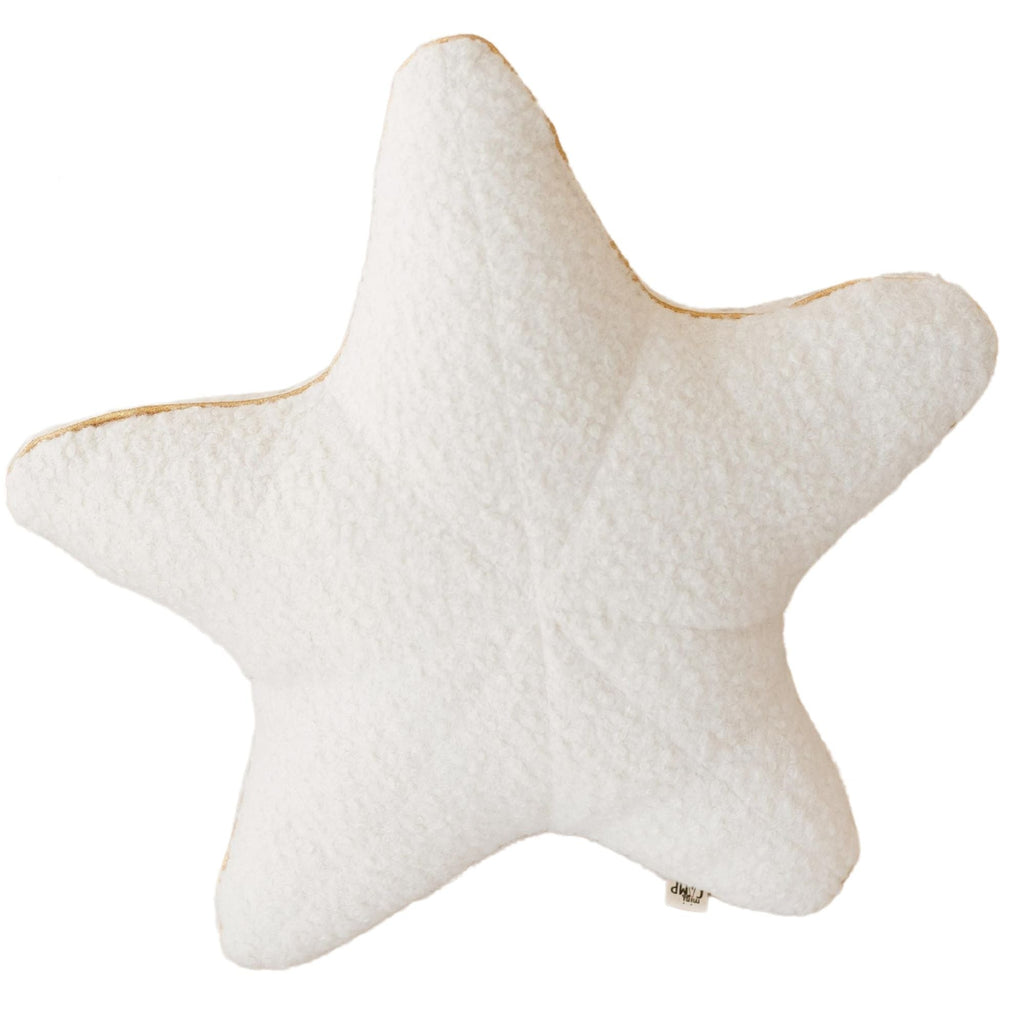 Bouclé Starfish Cushion with Gold Trim – Ecru