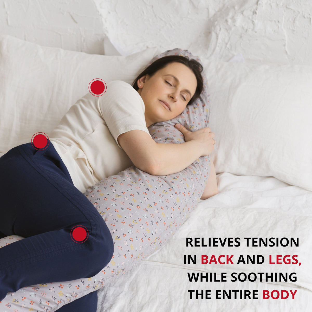 C-Shaped Body Pillow with Organic Cotton Cover – Grey