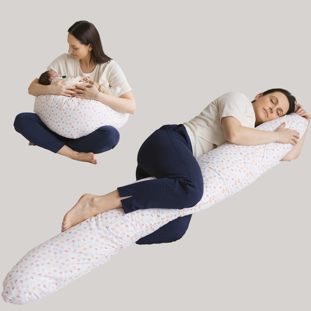 C-Shaped Body Pillow with Organic Cotton Cover – Milk White