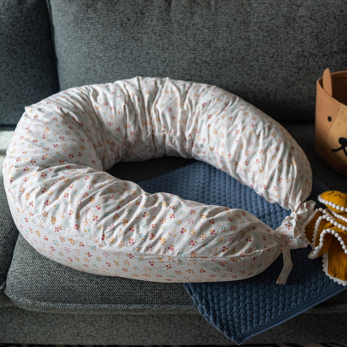 C-Shaped Body Pillow with Organic Cotton Cover – Milk White