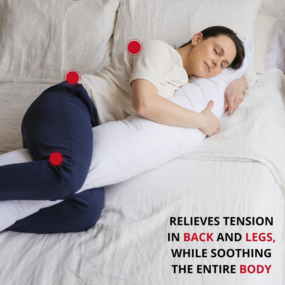 C-Shaped Body Pillow with Organic Cotton Cover – White