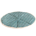Kids Floor Mat with Cotton Fringe – Floral Green, 115 cm