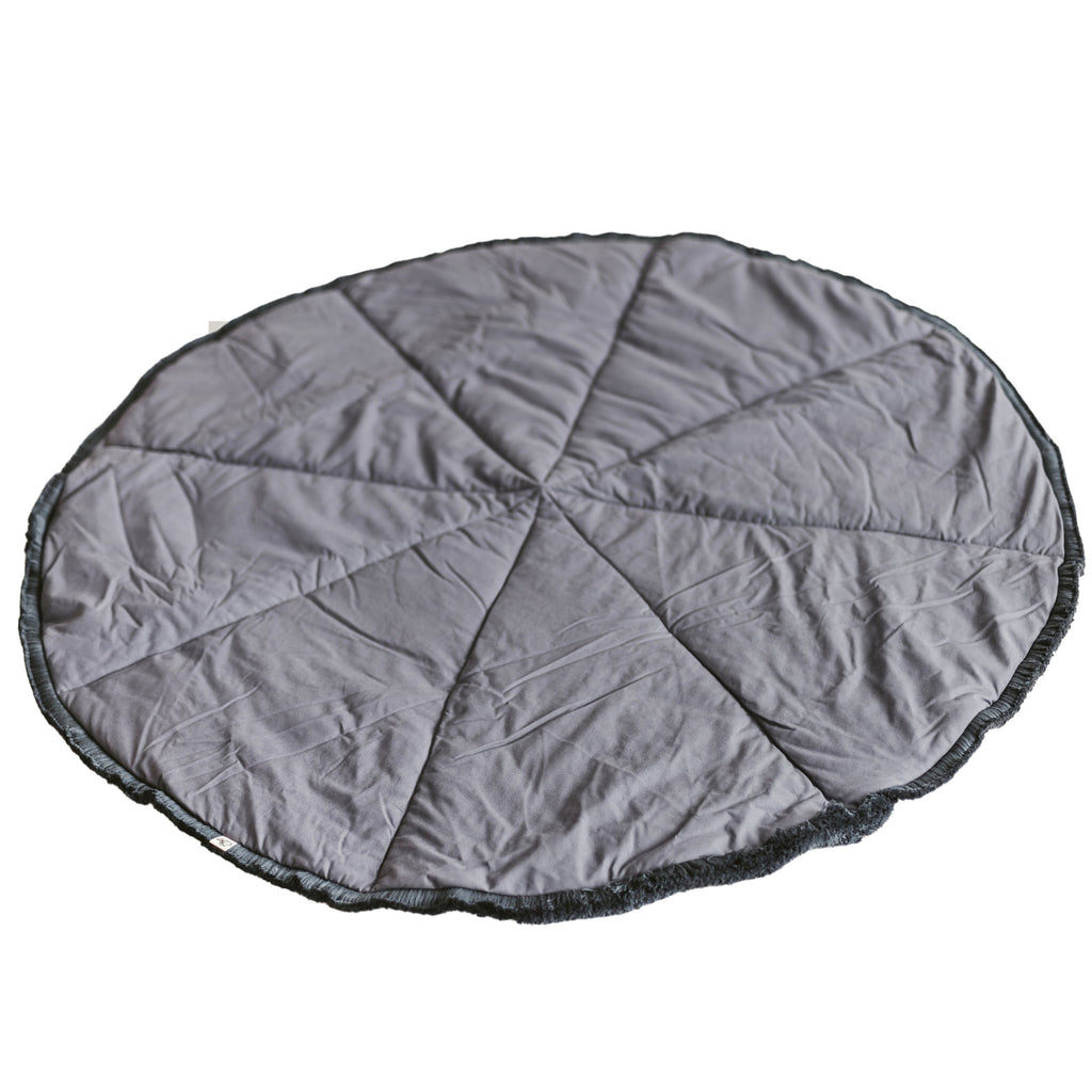 Kids Play Mat with Cotton Fringe – Grey, 115 cm