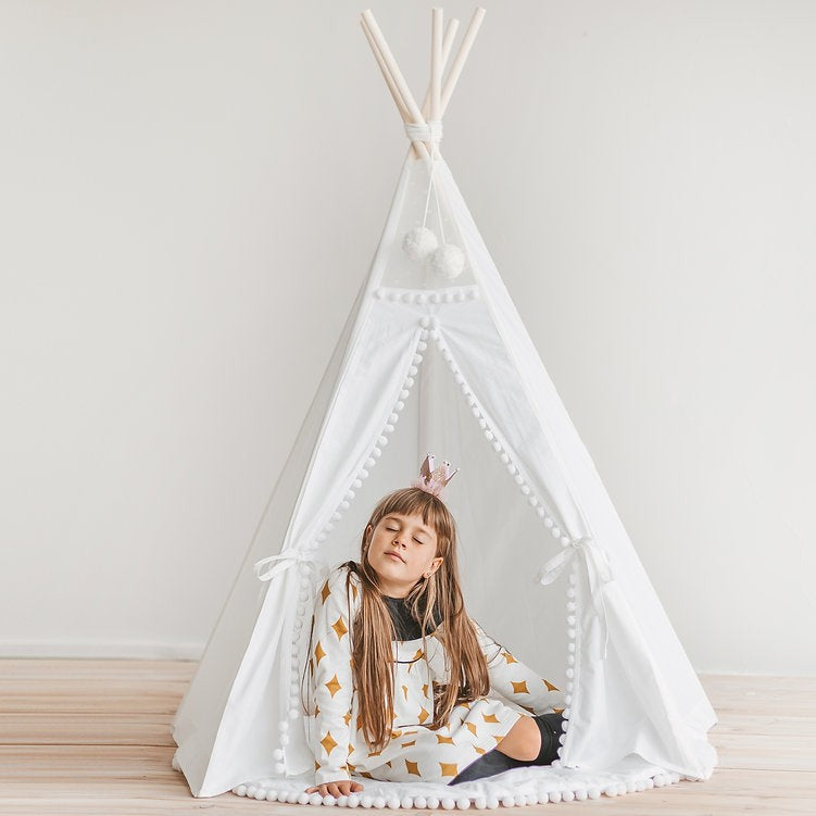 Kids Teepee Tent with Pompoms – Snow White