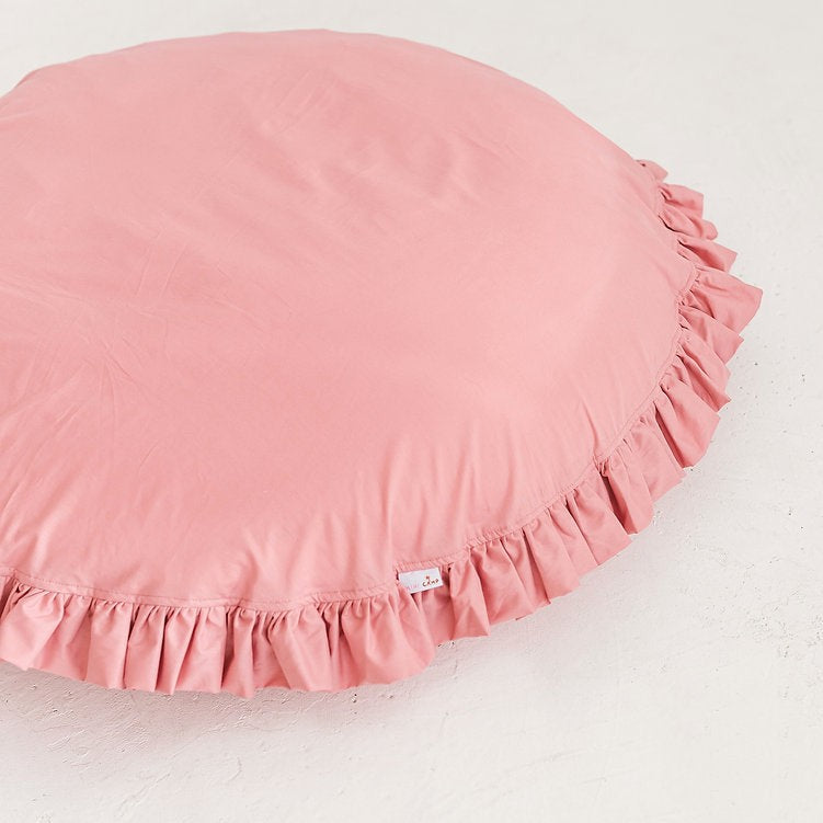 Large Kids Floor Cushion with Ruffled Edges – Pink, 100 cm