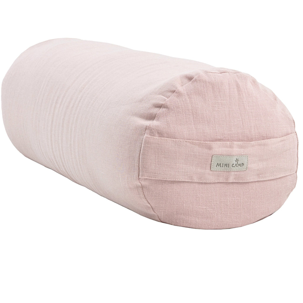 Linen Yoga Bolster and Meditation Cushion – Dusty Pink, 60 × 22 cm