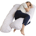 U-Shaped Maternity Pillow with Organic Cotton Sateen Cover – Milk White Floral